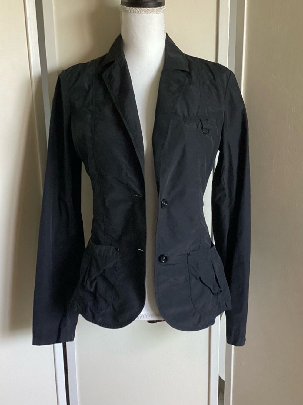 ESPRIT spring jacket Sz 8 black lightweight cotton blend vintage